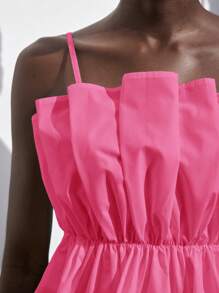 Maija Áo hai dây ngắn màu hồng, cạp chun, kiểu dáng thanh lịch, đơn giản, thời trang, thích hợp cho các buổi hòa nhạc. - Màu Hồng Tươi - Xem 4