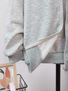 Conjunto de 3 piezas de ropa casual para niños preadolescentes: sudadera cuello redondo de unicolor, chaqueta con capucha de cremallera y pantalones de chándal de punto cálido