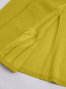 SHEIN Clasi 大码优雅修身纯色商务西装外套 - 芥末黃 - 查看 4