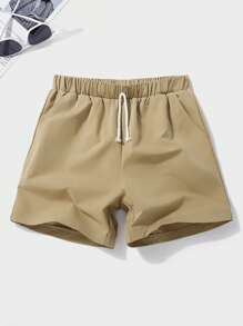 SHEIN Teen Boys' Casual Comfortable Solid Color Shorts, Versatile For Outings, Sports, And Casual Wear - Apricot - View 2