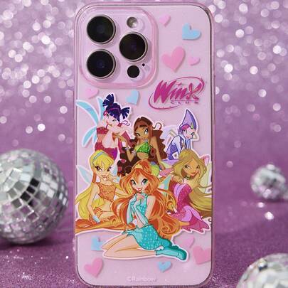 The Winx X SHEIN Magic Girl Pink Transparent Glitter Phone Case, TPU Phone Case Cover, Compatible With IPhone 11 - 17 Pro Max, Bloom, Stella, Flora, Musa, Tecna, Aisha