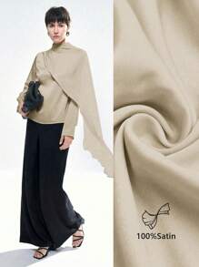 Aalyst 女士纯色立领拼接喇叭袖口宽松优雅衬衫