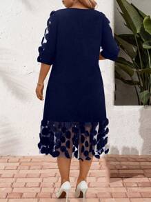 SHEIN Clasi Plus Size Women Summer Elegant Mesh Patchwork Dress