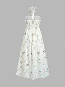 Sweetra Bohemian Style Beach Dress, Spaghetti Strap High-End Long Sundress For Summer Vacation Maxi Women Outfit