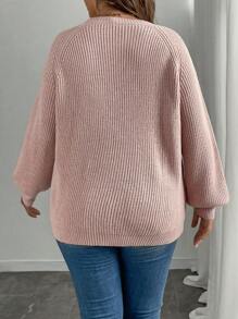 SHEIN Clasi 女士纯色针织蝴蝶结刺绣花朵长袖常规优雅套头毛衣，秋冬毛衣搭配蝴蝶结蝴蝶结毛衣优雅毛衣 - 粉色 - 查看 2