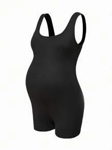 Modmama 两件套孕妇装 - 长袖衬衫和纯色紧身连体裤 - 彩色 - 查看 10