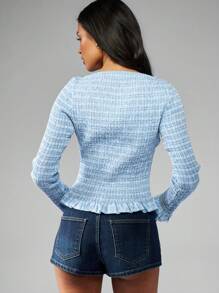 MISSGUIDED 褶饰长袖荷叶边上衣复古春夏休闲轻便商务休闲上衣经典少女衬衫上班办公室风格