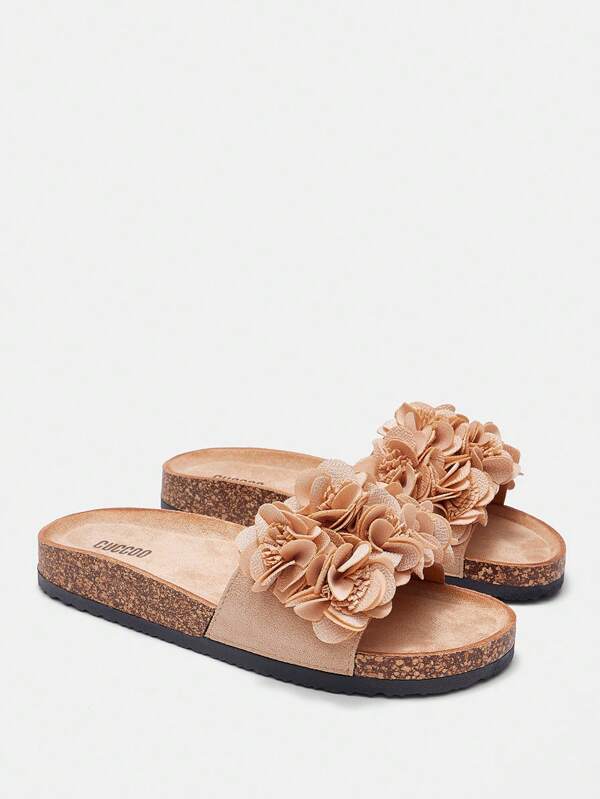 CUCCOO CURVES Sandale cu imprimeu floral Birkenstocks, la modă, de mărime mare, caise