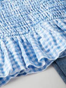 SHEIN Tween Girls Plaid Strap Fashionable Summer Tank Top Summer Outfits For Girls - Blue - View 6