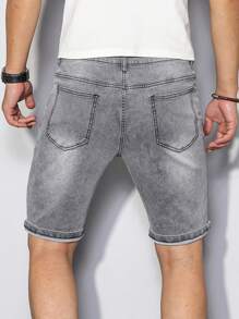 Manfinity Homme Plus Size Men's Fashionable Denim Grey Shorts, Suitable For Summer Going Out Urban Hang Out Work Vacation - Light Grey - View 4