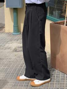 DAZY Men's Plain Navy Blue Formal Business Trousers, Spring - Navy Blue - View 4