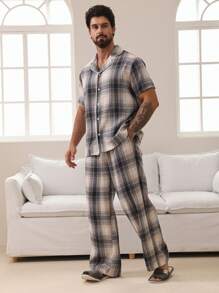 DAZY Summer Plaid Multi-Color Men's 2 Pieces Loungewear Sets Pajama - Multicolor - View 7