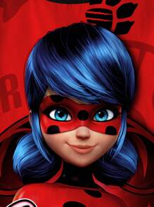Miraculous Ladybug X SHEIN Camiseta de manga corta con cuello redondo y gráfico de retrato de niña en estilo de dibujos animados, para verano - Blanco - Ver 4