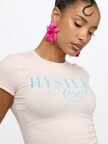 SUMWON WOMEN Camiseta corta de estilo Y2K con mangas cortas, ajustada, para verano, festivales, fiestas, clubes y uso urbano