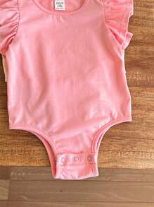 SHEIN LMoss Kids LMoss 3pcs Newborn Baby Girl Cute Summer Knitted Striped Ruffle Bodysuit Set - Multicolor - View 5