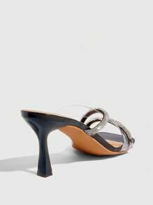 CUCCOO SZL 女士黑色水钻装饰性感高跟凉鞋 - 黑色 - 查看 8