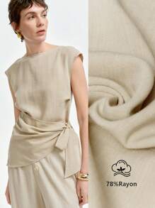 Aalyst Loose Asymmetrical Hem Linen-Feel Comfortable Shirt