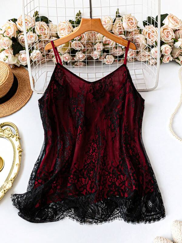 Rometta Plus Size Koronkowy Top Camisole, Minimalistyczna Moda Na Lato