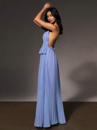 Athîral 女士优雅纯色垂坠连衣裙