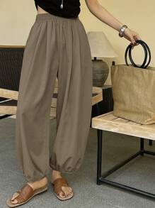 DAZY Women's Solid Color Wide Leg 3/4 Pants, Casual And Relaxed Style For Summer