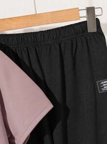 Conjunto informal de pantalón de chándal y camiseta de "Dos Piezas" para niño preadolescente - Rosa vieja - Ver 6