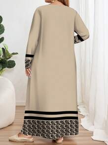 EMERY ROSE Đầm cổ tròn tay dài họa tiết hình học cổ điển cỡ lớn cho nữ, phù hợp cho mùa xuân và mùa hè - Nhiều màu - Xem 2