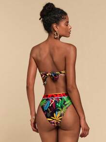 Travachic Women's Sexy Strapless Floral Print Bikini Top, Summer Beach, Vacation Outfits Woman, Boho, Summer Outfits For Women, Vacation Outfits Woman, Beach Vacation Outfits, Elegant, Casual, Summer Outfits For Women, Vacation Outfits Woman, Casual, Boho, High Waisted Bathing Suit, Tube Top,Holiday Outfits,Holiday Clothes,High Waisted Bikini, High Waisteo Bathing Suit,Thong Bikini Set,Beach Outfits For Woman,Vacation Outfits Woman - Multicolor - View 2