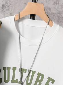Conjunto de 3 piezas de ropa informal para adolescentes varones, incluye chaleco verde oliva, camiseta con estampado de letras y shorts utilitarios, adecuado para uso diario en verano