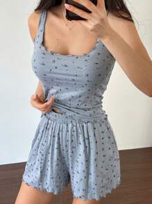 DAZY 2 Stücke Damen Ditsy Blumen Bequeme Schlafanzug Set