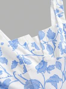 SHEIN MOD Abito elegante con stampa floreale blu e bianco, abbigliamento estivo