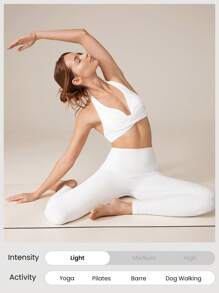 GLOWMODE FeatherFit™ Deep V Neck Adjustable Halter Cropped Sports Bra With Crossover Bust Low Impact Yoga Daily
