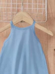 Baby Girls' Comfortable Backless Jumpsuit, Summer Holiday Style - Baby Blue - View 3