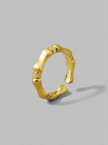 Ontre 18k Gold Plated Bamboo Knot Micro Paved Zirconia Stone Ring