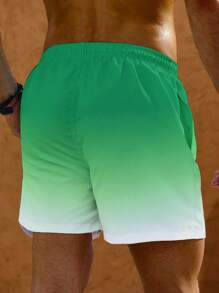 Manfinity Men's Gradient Drawstring Waist Beach Shorts, Summer Holiday