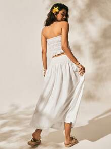 Easelle 白色编织系带抹胸上衣和半裙两件套女装 - 白色 - 查看 2