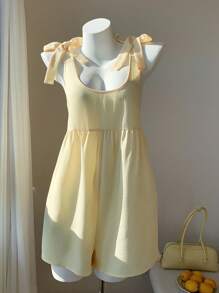 Comfortcana Fashionable Suspender Romper Jumpsuit Suitable For Summer - Yellow - View 3