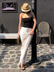 DAZY 女式纯色修身挂脖针织毛衣 - 黑色 - 查看 3