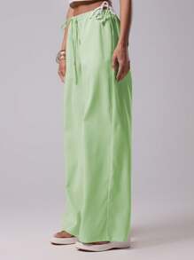 MUSERA Holiday Textured Linen Feel Tie Waist Trouser Ibiza Fits Summer Boho Airport Chic Elegant - Green - View 4