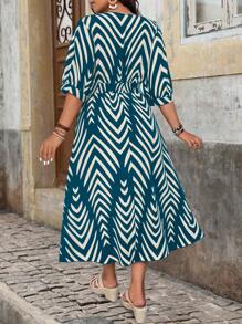 EMERY ROSE Summer Elegant Floral Print Short Sleeve Dress - Blue - View 2