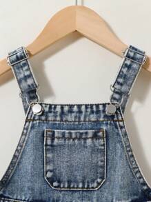 小男孩漂白流苏边背带工装裤 - 中等水洗藍 - 查看 6