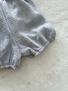 SHEIN 2pcs Set Young Boy Casual Countryside Vintage Gentleman Style Suspender Top And Pants