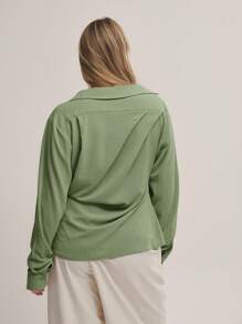 MUSERA Blusa asimétrica de manga larga con botones y cuello asimétrico en talla grande para cita nocturna, noche de chicas, sexy, elegante, club, fiesta, vacaciones, ocasiones, invitada de boda