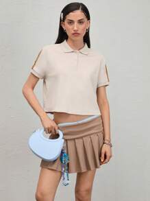 COUREZ Camisa polo boxy a rayas / Atuendos de verano para mujer / Blusas de verano para salir Blusas casuales / Vintage Y2K