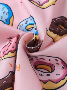 2pcs/Set Young Girl' Donut Print Short Sleeve Casual Loose Pajama Set - Dusty Pink - View 7