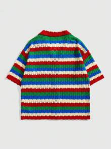 ROMWE MEN Men's Loose Knit Shirt, Knit Short Sleeve Top, Vacation