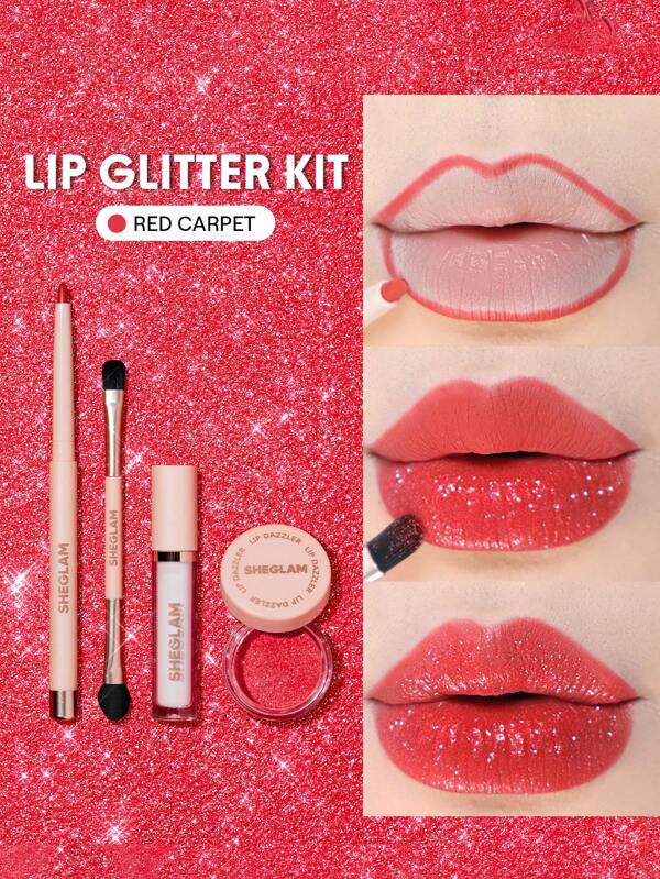 SHEGLAM Kit De Sclipici Pentru Buze Dazzler-Covor RoșU Luciu De Buze Cu Sclipici De Lungă Durată Sexy Super Stay Kit Lichid Lucios Non-Lipicios Ruj Lichid Pentru Petrecere Ruj Lichid Roz Absolvire Zi De NașTere Vacanță Vară Toamnă Y2K Elegant Modă Femei Machiaj Cosmetice Petrecere Plajă CăLăTorie Camping ÎN Aer Liber ȘCoală Campus Excursie Festivaluri Decor Cadou Cadou Trandafir Fată Cosplay Cel Mai Bun Culoare Farmec Atmosferă