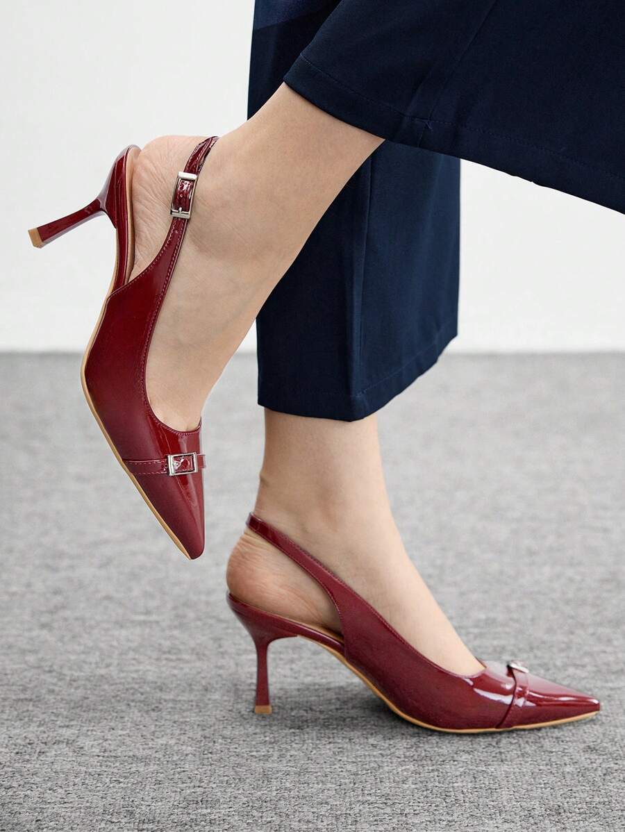 CUCCOO BIZCHIC Women's Pointed Toe High Heel Pumps, Sexy Stilettos Suitable For Outdoor, Commuting, Party, Banquet - Red Spring Shoes - Burgundy - View 1