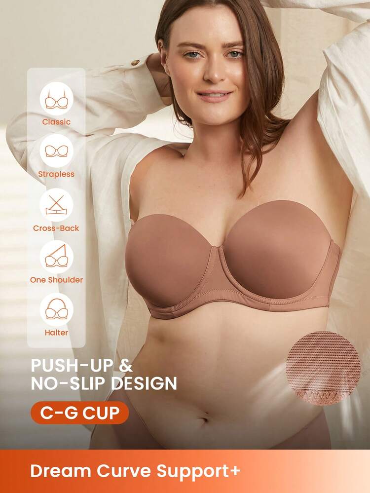 Strapless Push-Up With Silicone Band Underwire T-Shirt Half Bra Lingerie As Outerwear Bra