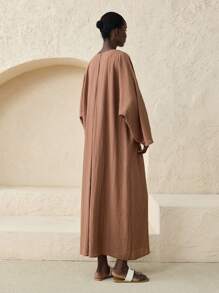 Ontre 2025 女士休闲纯色波西米亚风格蝙蝠袖宽松直筒连衣裙，适合海滩、度假、夏季和秋季