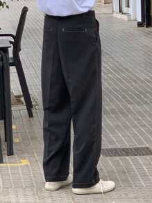 DAZY Men's Plain Navy Blue Formal Business Trousers, Spring - Navy Blue - View 2